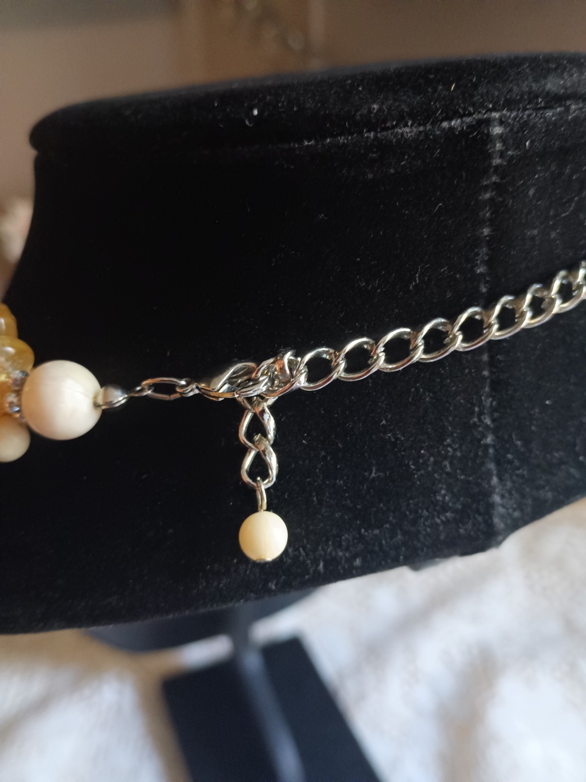 vintage Multi-Strand Beaded Baroque Pearl & Crystal Necklace Silver Lobster 19in