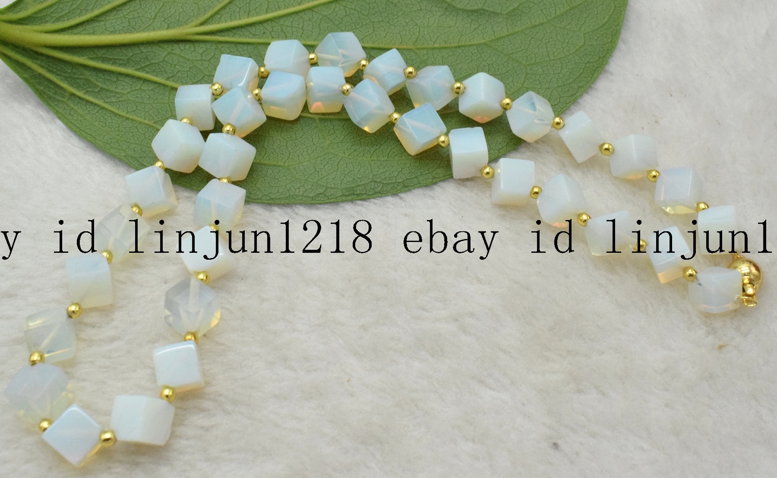 8x8mm Square White Sri Lanka Moonstone Gemstone Beads Necklace 18”