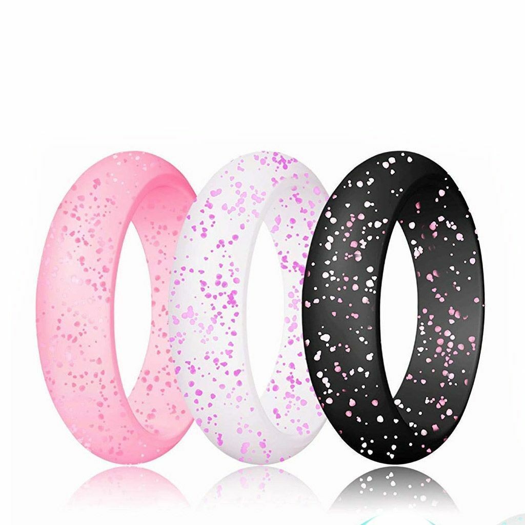 Women 10PCS Silicone Wedding Ring Thin Durable Stackable Comfortable Rubber Band