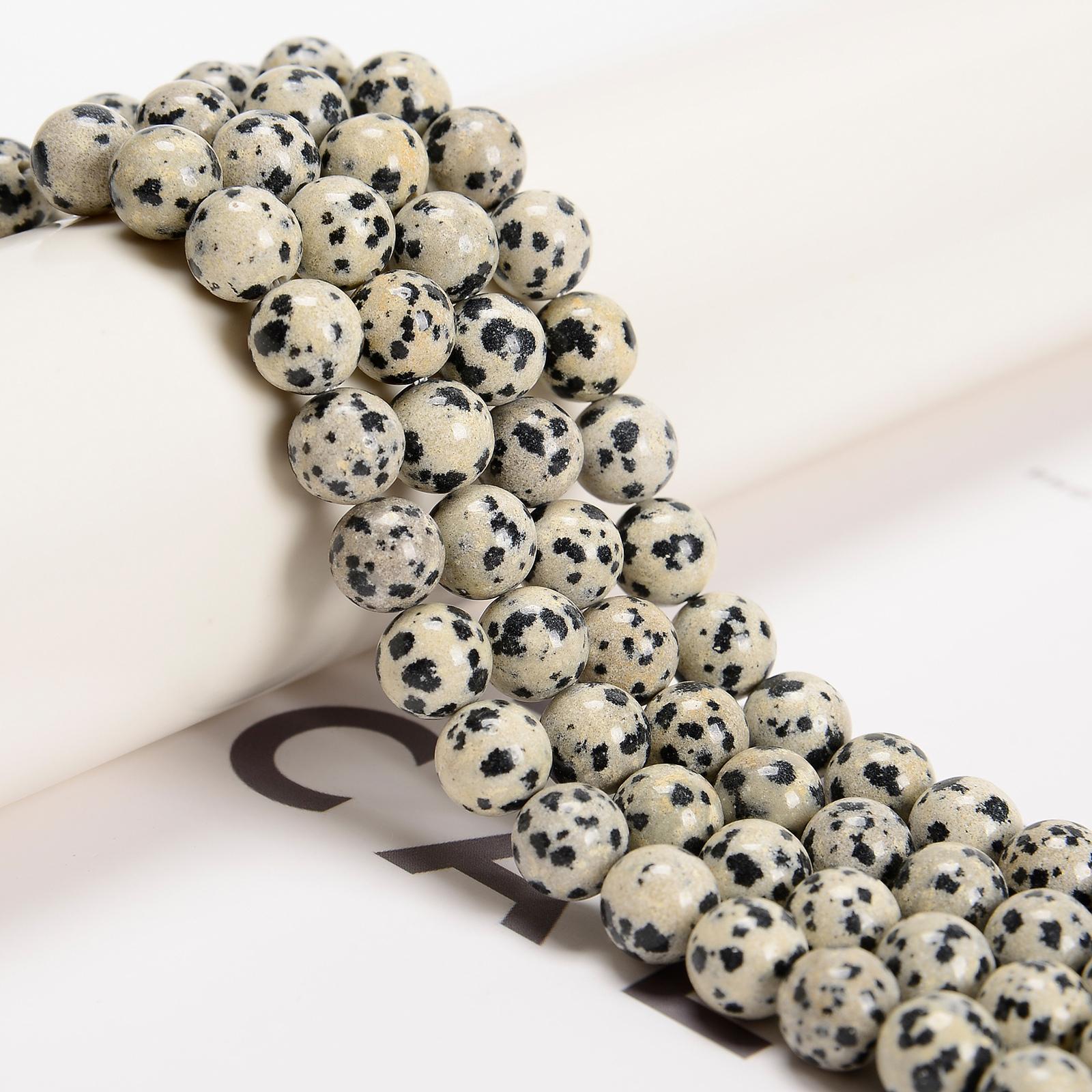 Dalmatian Jasper Smooth Round Beads 4mm 6mm 8mm 10mm 12mm Approx 15.5″ Strand