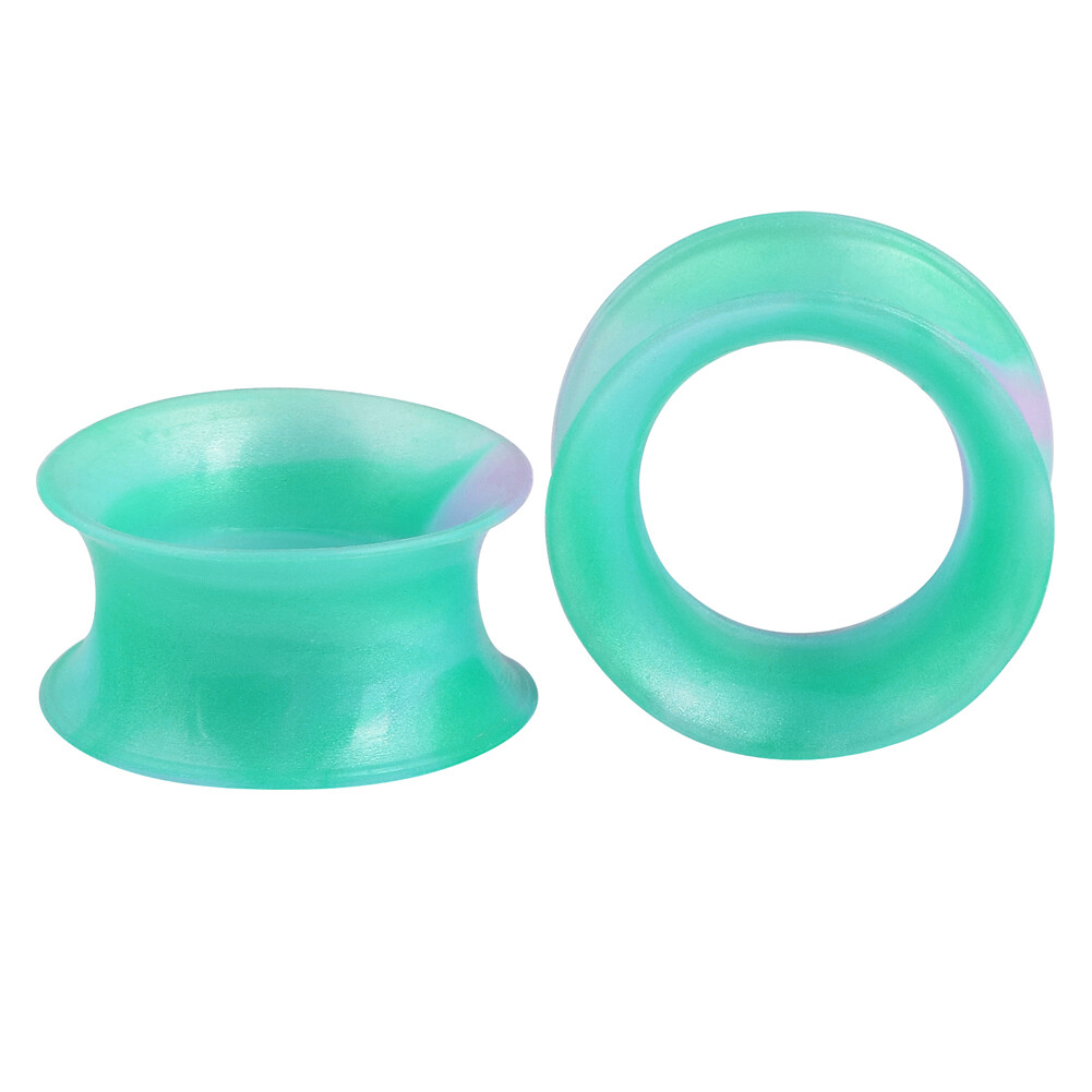 Pair Thin Silicone Ear Plugs-Tunnels Soft Ear Gauges Flexible Earlets 2g-3/4”
