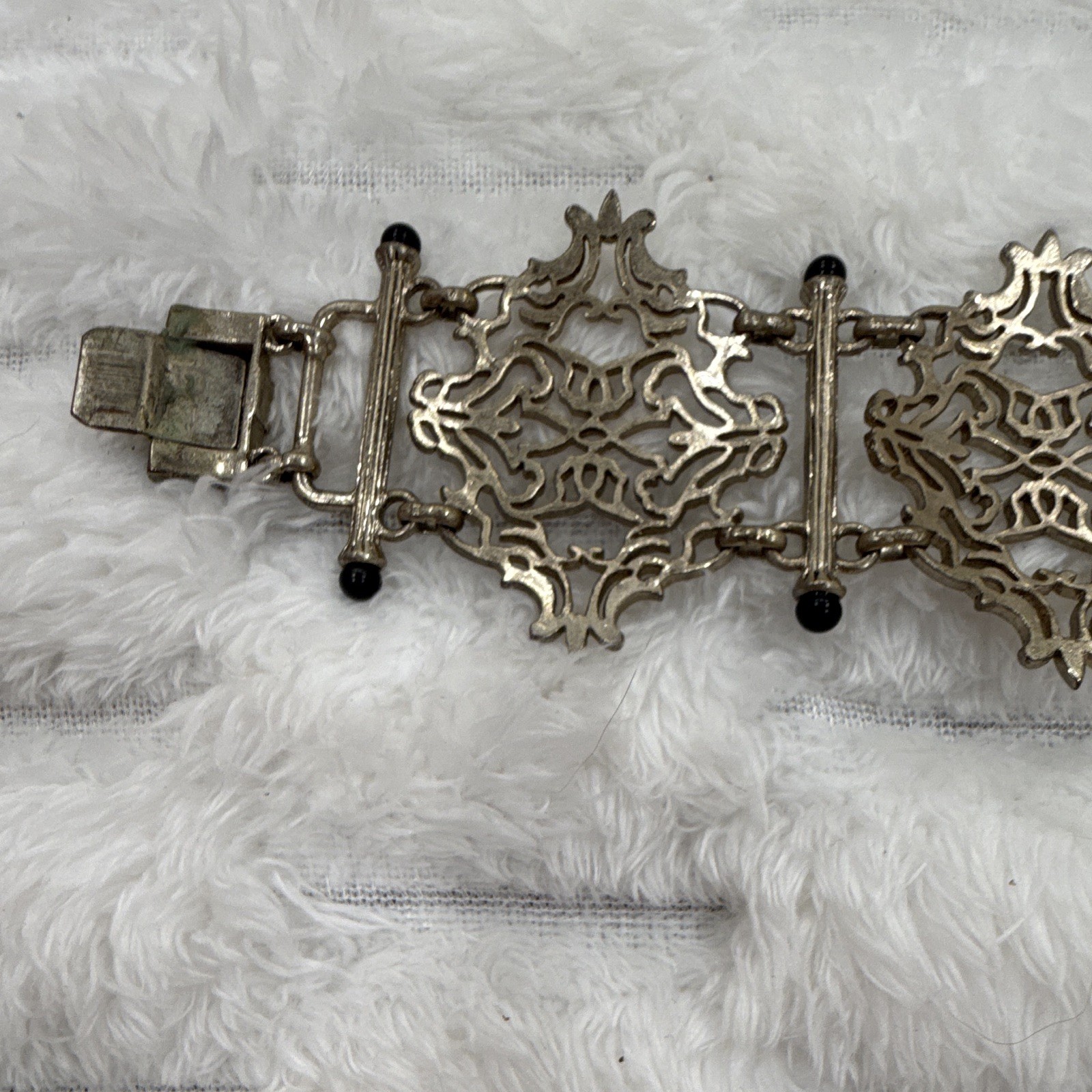 Vintage KCR Silver Tone Oval Link Bracelet – Box Clasp Signed Approx 7 in