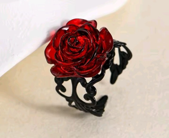 Enchanting Red Black Couple Ring His/Her Made for Lovers Valentine’s Day Edition