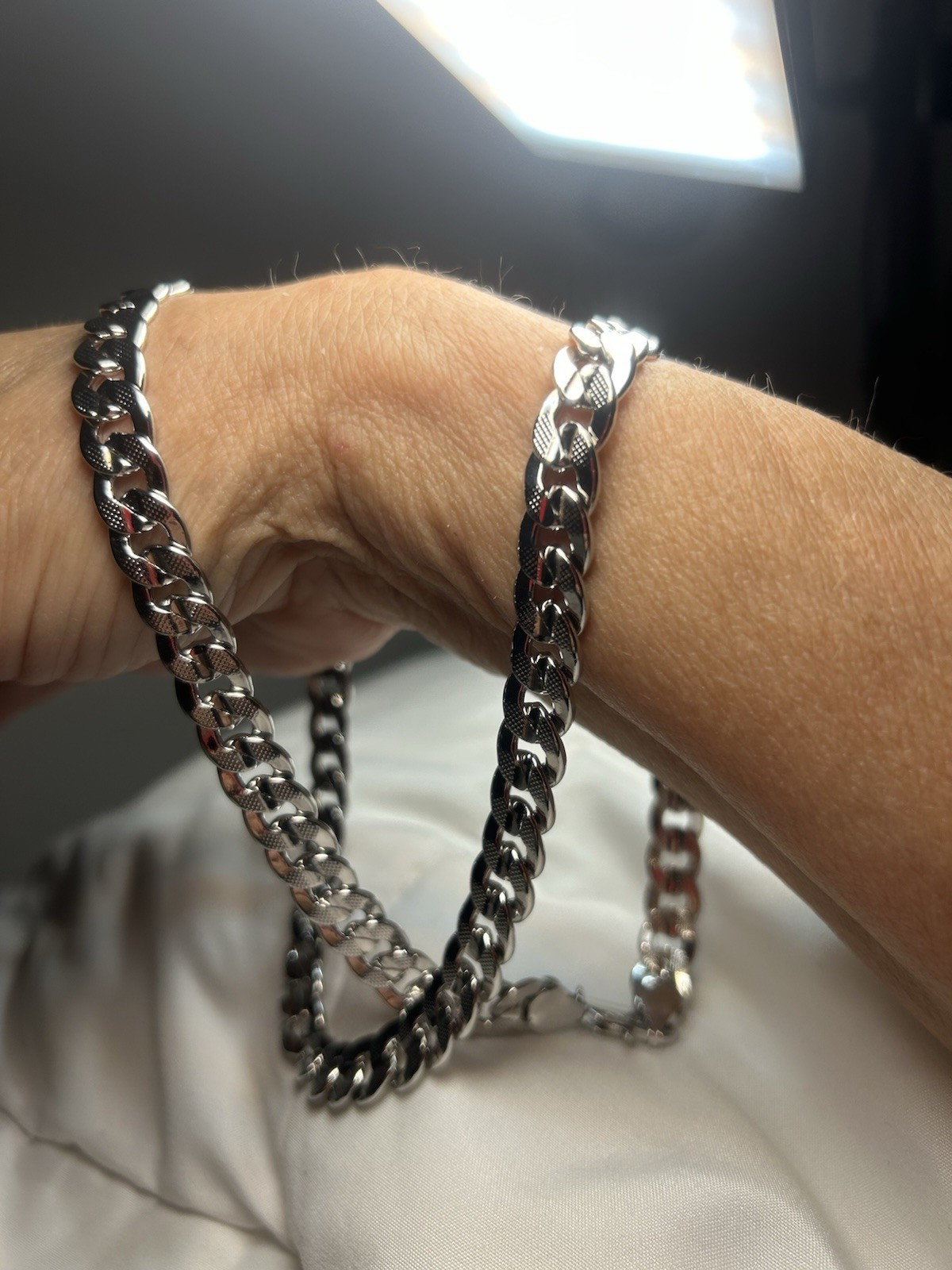 White Gold Filled Diamond Cut Cuban 24” 10mm