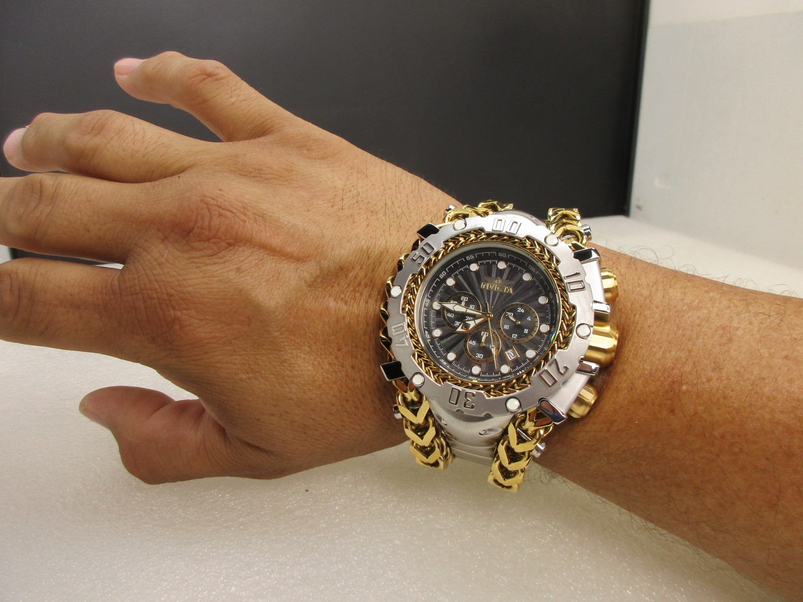 Invicta Gladiator Men’s Watch 58.3mm, Gold, Steel 48188, Silver Gold tone