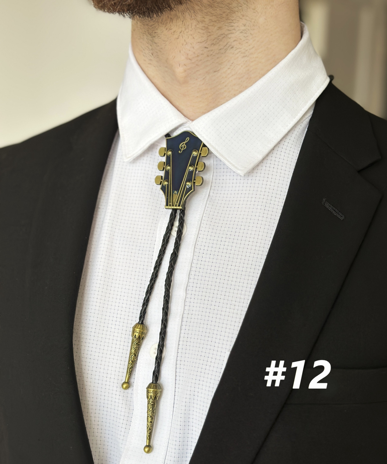 Bolo Tie Mens Wedding Necklace 38″ Leather Rope Western Cowboy Style