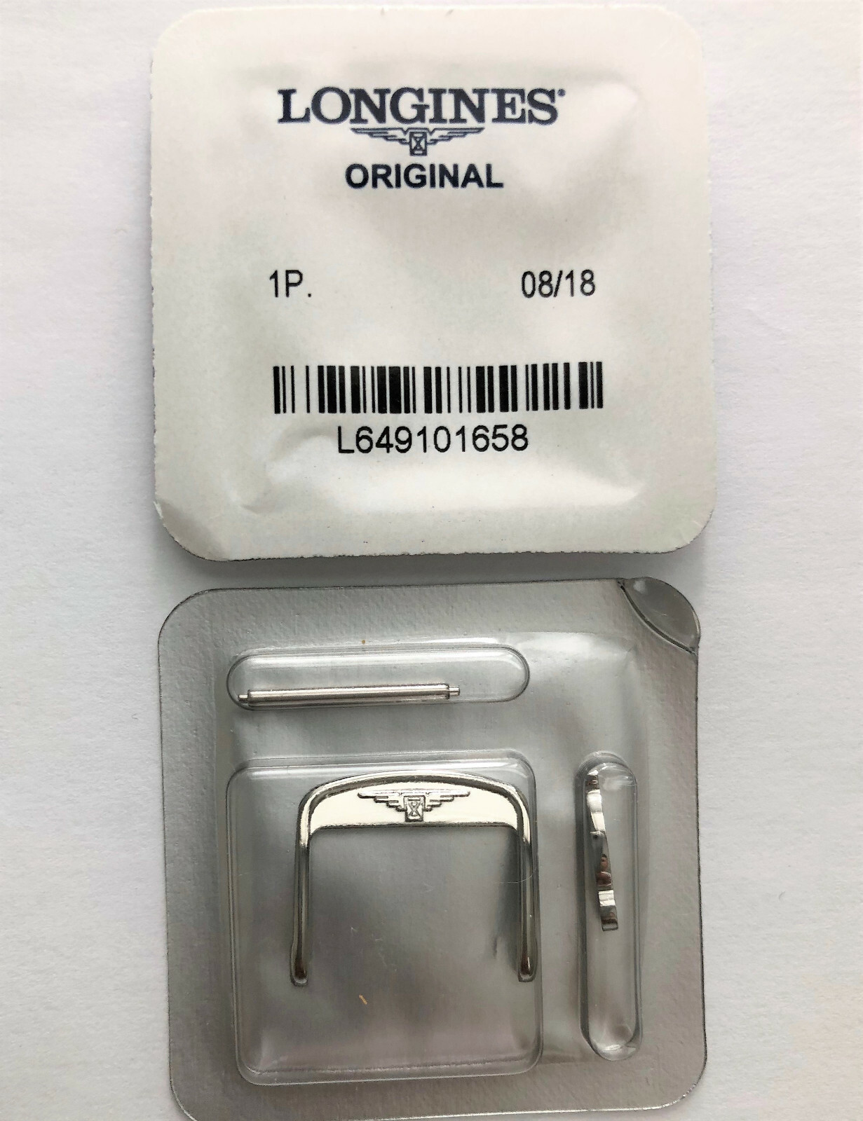 Original Longines 18mm Silver Clasp Buckle For Straps with 18mm at Buckle End