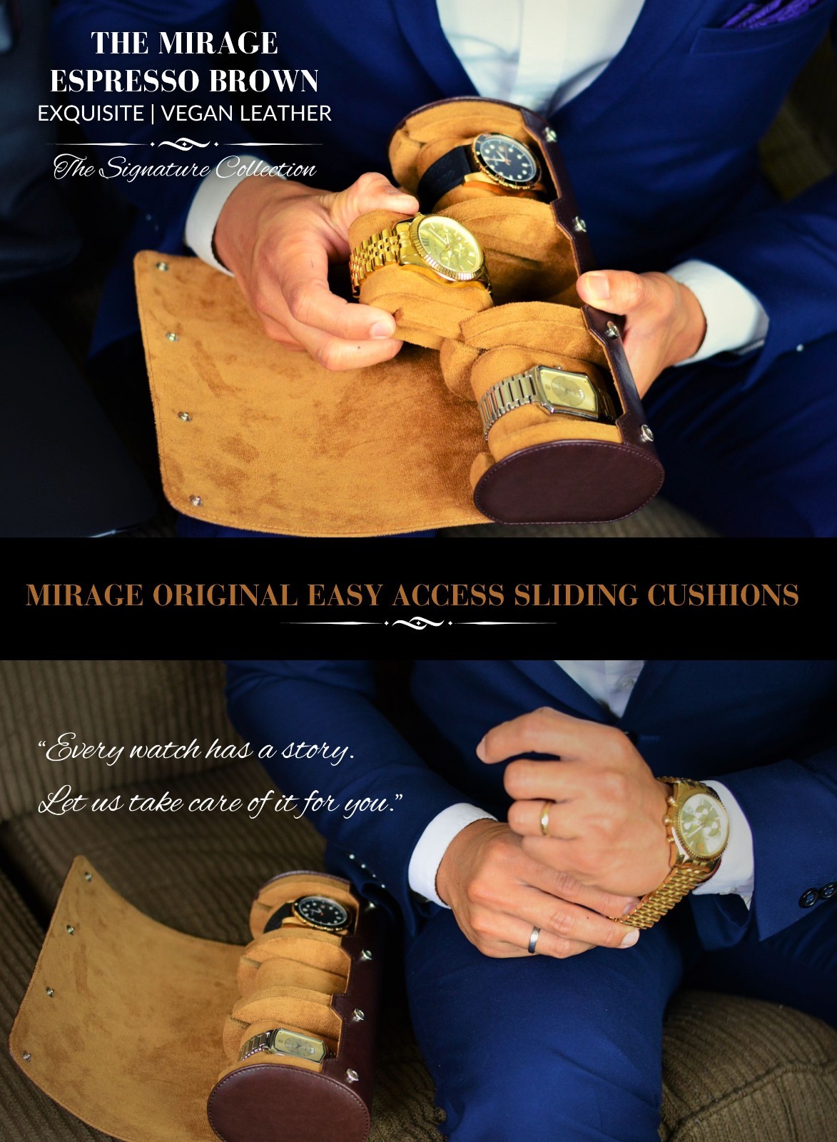 Watch Travel Case For Men – Mirage Watch Roll Leather (VARIATIONS) Best Gift