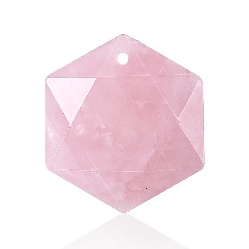 6PCS 22mm Faceted Hexagon Stone Pendants Healing Crystal Charm DIY Jewelry