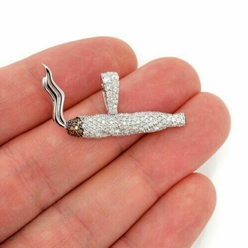 3Ct Round Lab-Created Diamond Burning Joint Pendant Charm 14K White Gold Finish