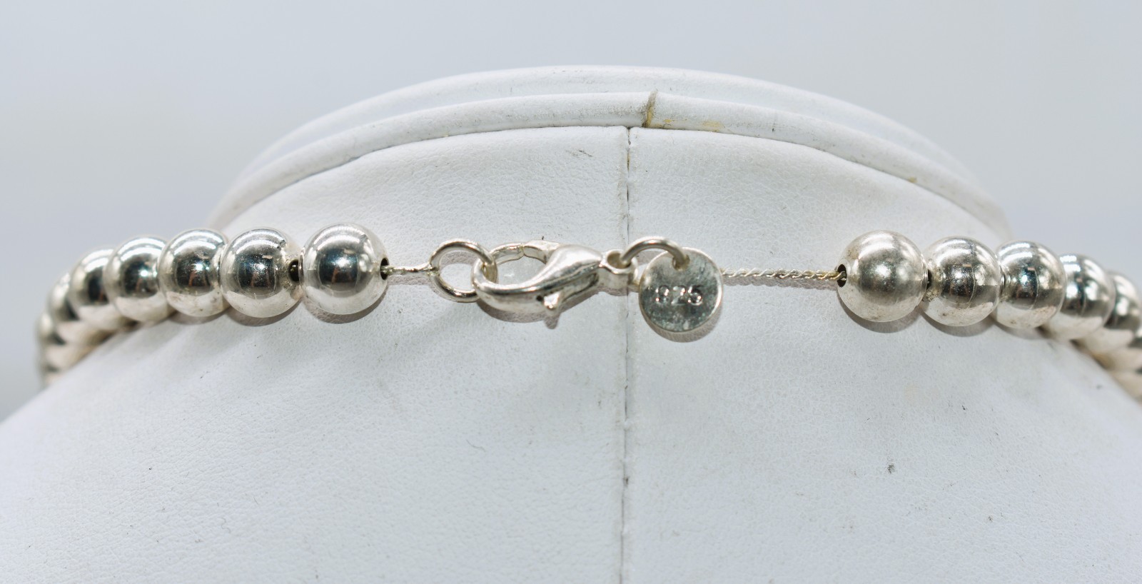 Sterling Silver Beads 7.9 mm Strand Necklace 18-3/4 inch 24.2 grams