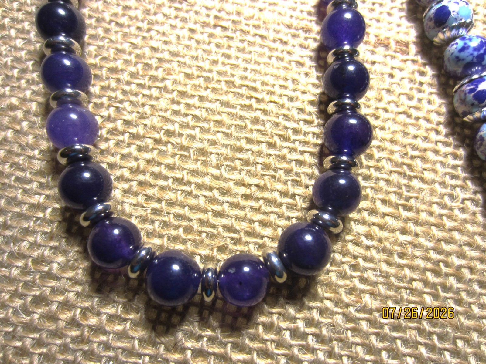 Amethyst & Sea Sediment Jasper Gemstone Bead Necklaces