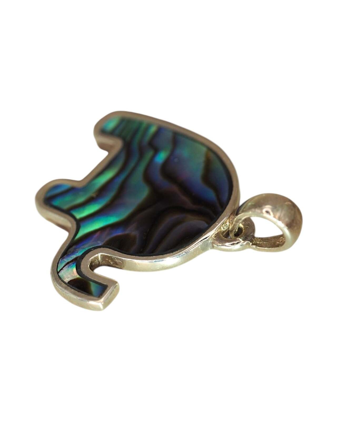 Abalone Elephant Pendant in Sterling Silver, Small Animal Charm