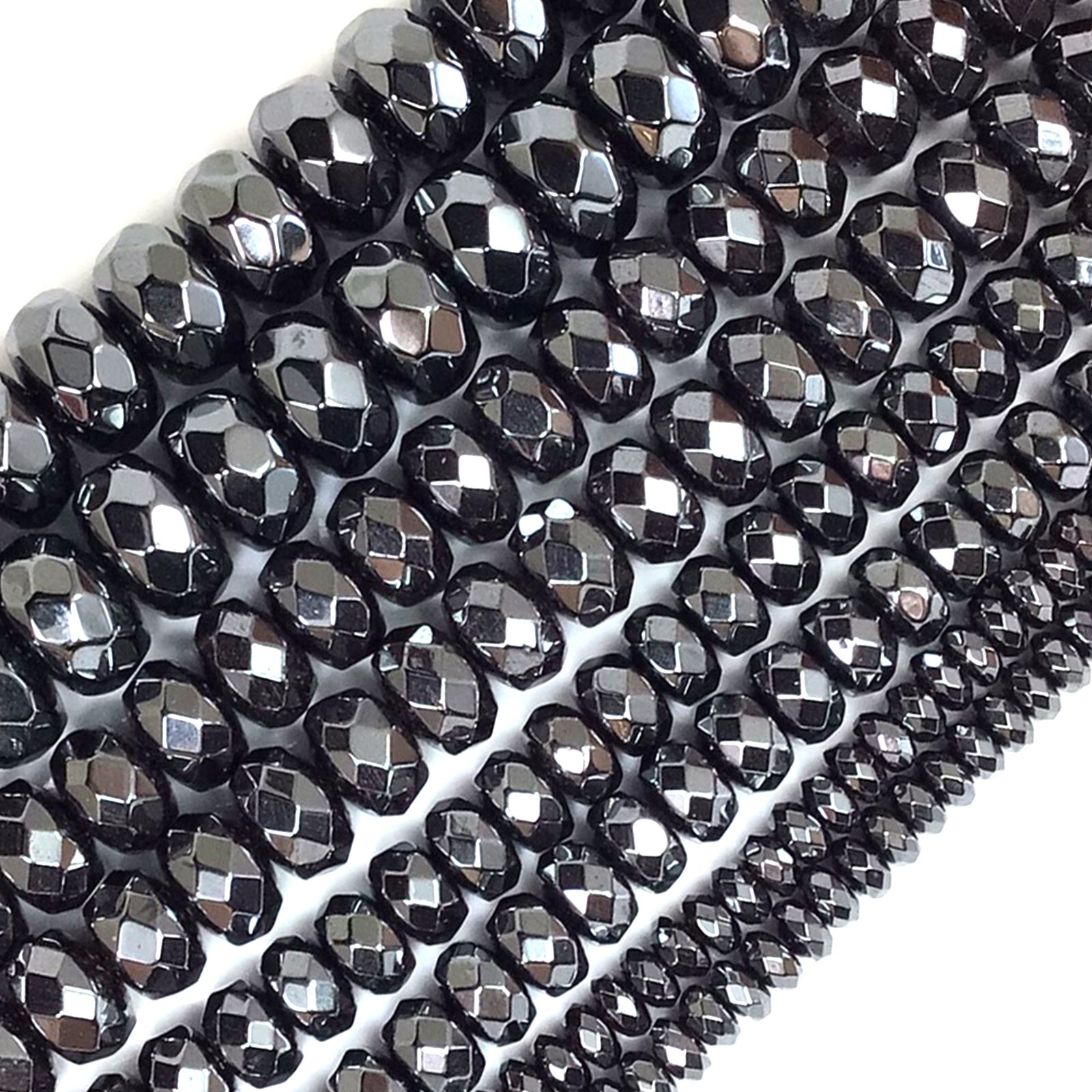 Shiny Black Hematite Faceted Rondelle Spacer Loose Beads 15″ 3mm 4mm 6mm 8mm