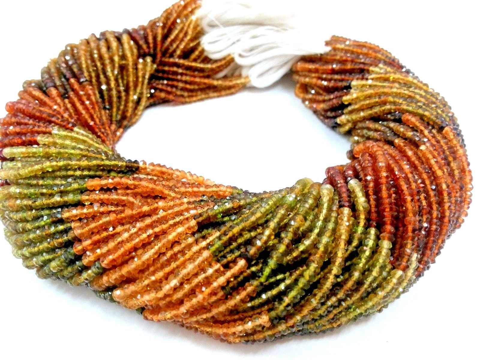 5 Strand Natural Multi Petrol Tourmaline Rondelle Faceted Beads 12″inch MPT1