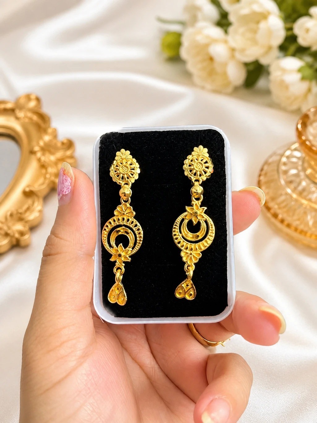 Classic Temple Style Gold Plated Dangle Earrings Alloy Drops & Danglers, Jhumki