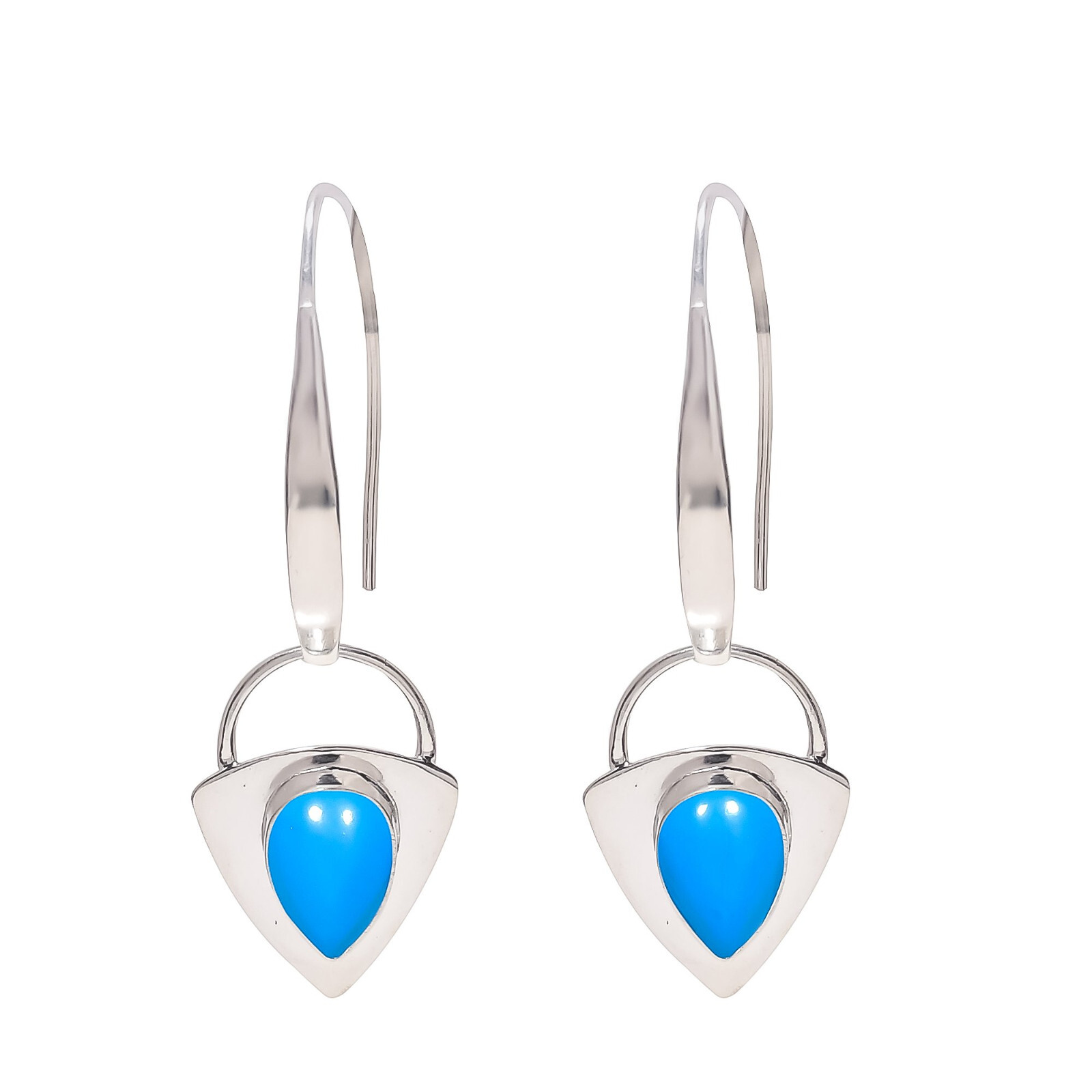 Sleeping Beauty Turquoise Gemstone Earring 925 Sterling Silver Handmade Jewelry