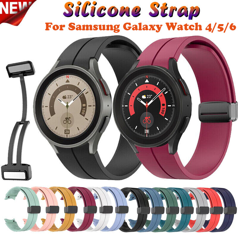 Magnetic Silicone Watch Band Strap For Samsung Galaxy Watch 4 5 6 40 44 43 47mm