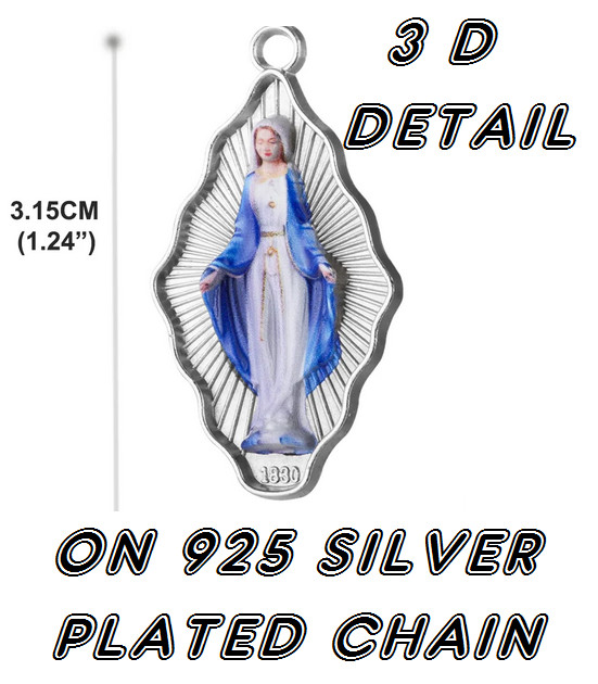 VIRGIN MARY RELIGIOUS PRAY CATHOLIC Pendant On 24″ 925 Sterling Silver Necklace
