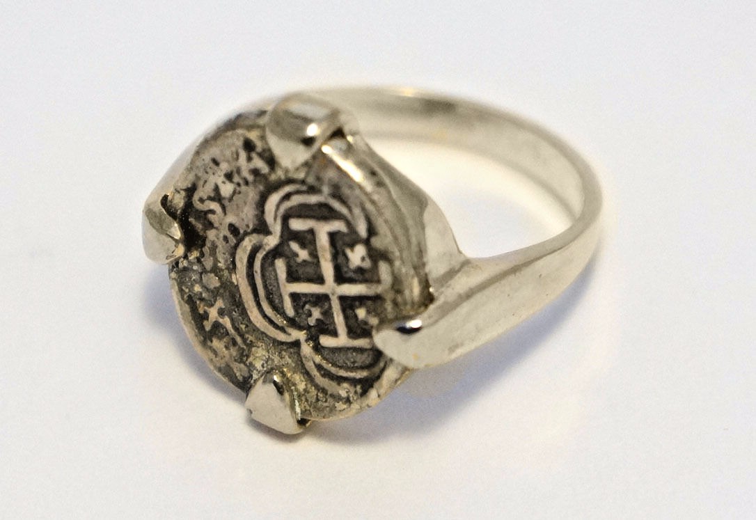 ATOCHA Coin Ring Ladies 925 Sterling Silver Sunken Treasure Coin Jewelry