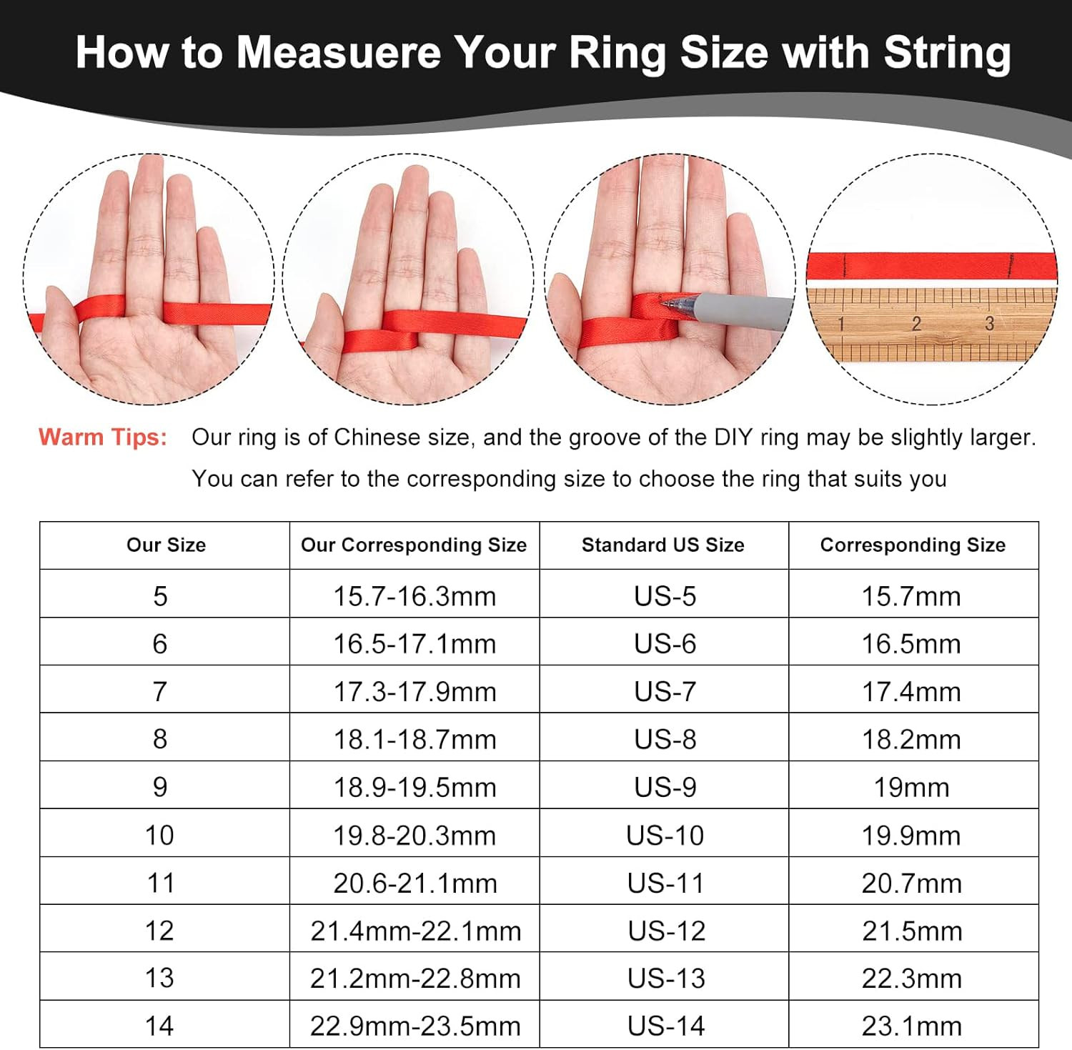 24 pcs Stainless Steel Blank Core Ring Settings 6 Sizes Finger Ring Blanks Round