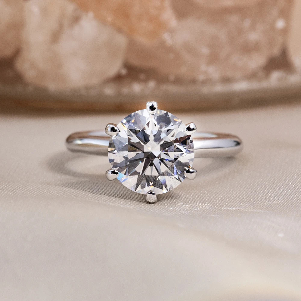 Round Cut D Color Classic Six-prong Ring 1-3ct 925 Silver for Women Jewelry