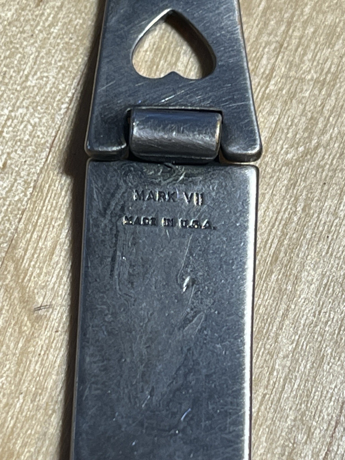 Vintage Mark VII Silver ID 7″ Bracelet BLANK Made in USA Heart Hearts Identity