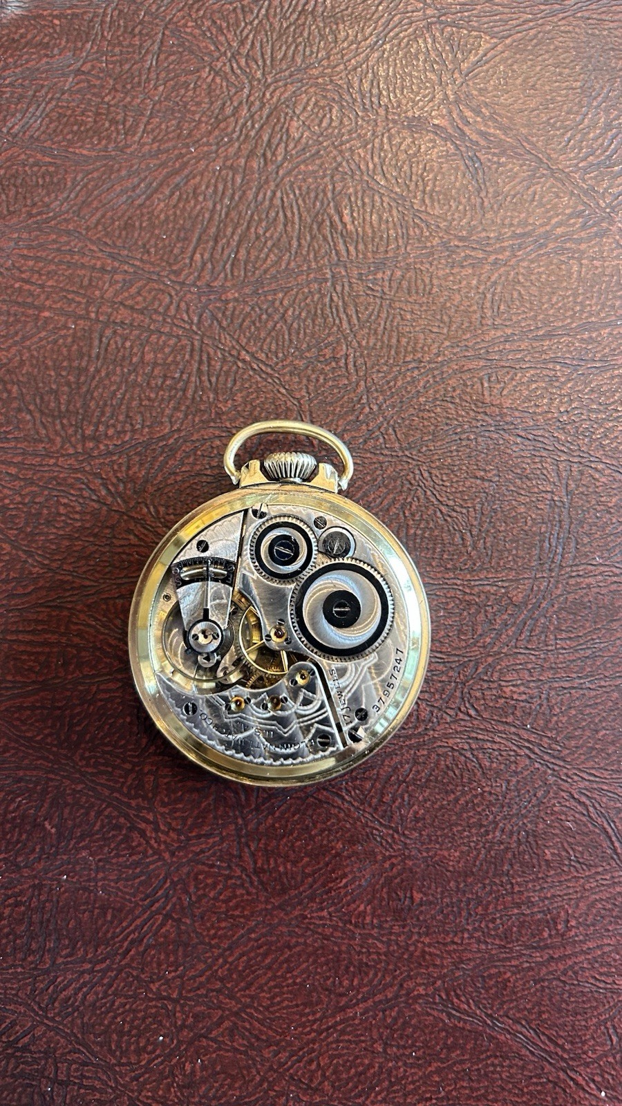 Elgin Open Face Pocket Watch Mechanical Manual Gold Case White Arabic Dial