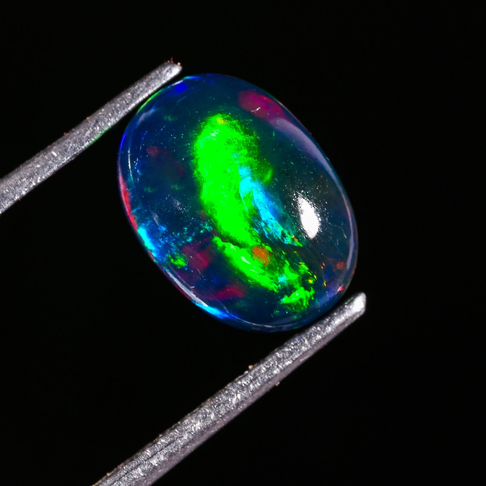 1.35 Ct Natural Ethiopian Multi Fire Black Opal Cabs Loose Gemstone 10X7X3 MM