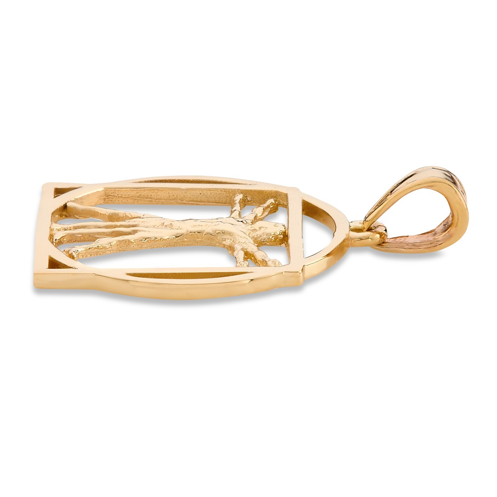 Solid 18K Yellow Gold Da Vinci Vitruvian Man Pendant, 3/4″, Renaissance Art