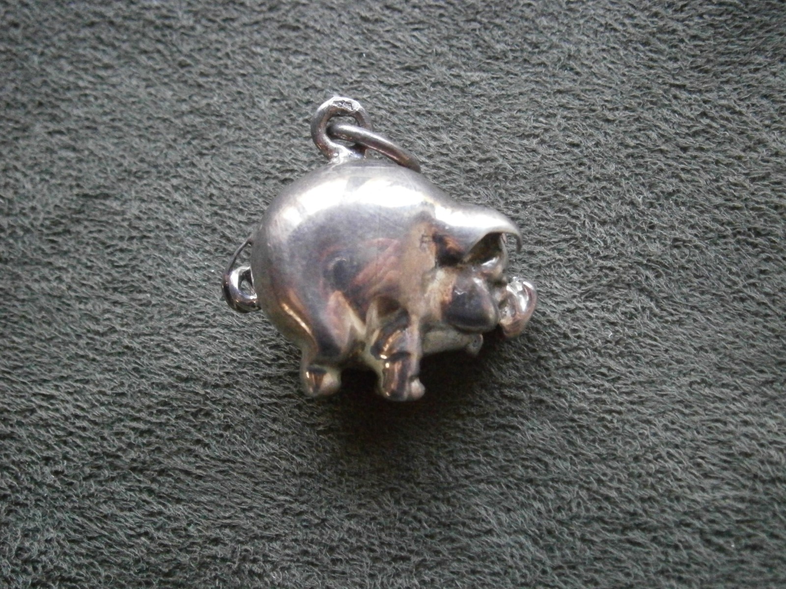 Large Heavy Pig Vintage Solid Sterling Silver Bracelet Charm Pendant 12.0g