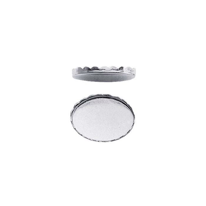 One 18x13mm Scalloped Oval Sterling Silver Bezel Cup Setting 32gauge 13x18mm