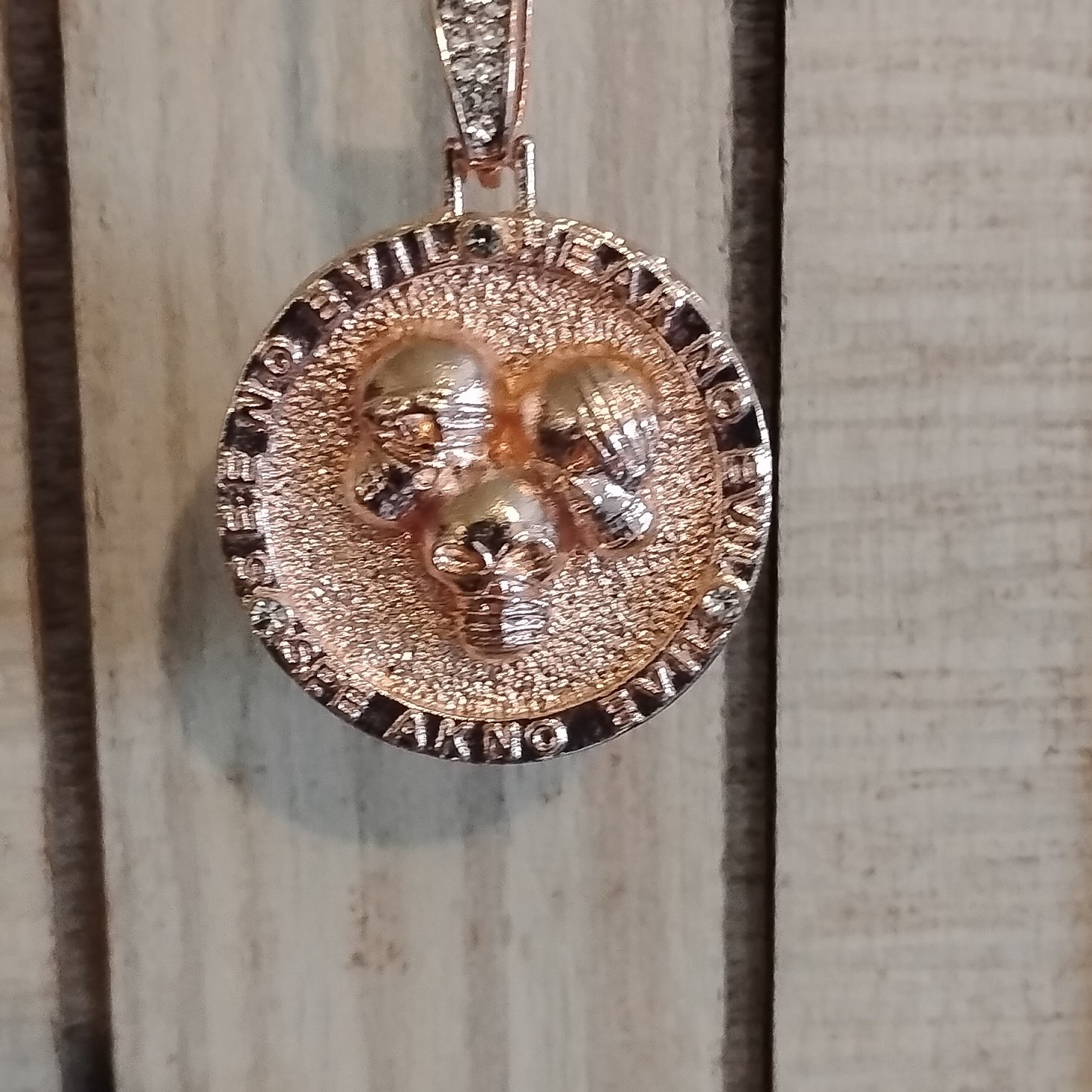 Gold Tone Round Coin Pendant Rope Chain Necklace, Metal, No Stone
