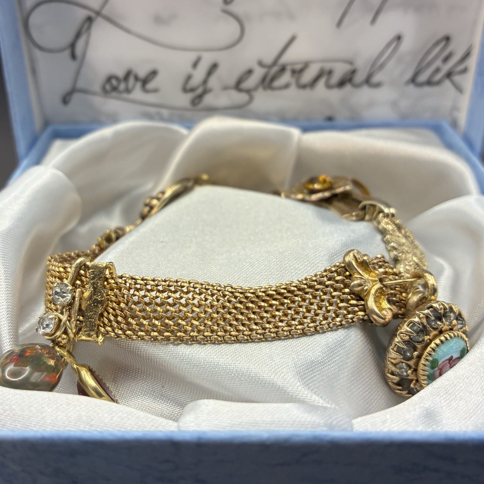 Custom Vintage Gold Filled Pocket Watch & Mesh Chain Bracelet w Charms & Regalia