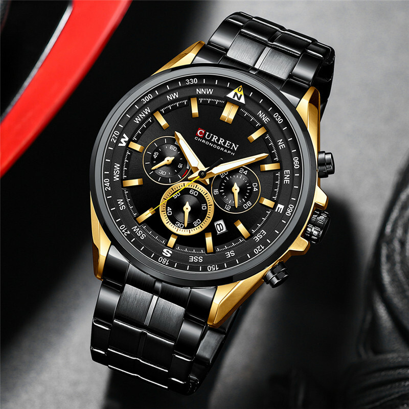 CURREN Men Watches Luxury Brand Steel Chronograph Wristwatch Male Business Watch