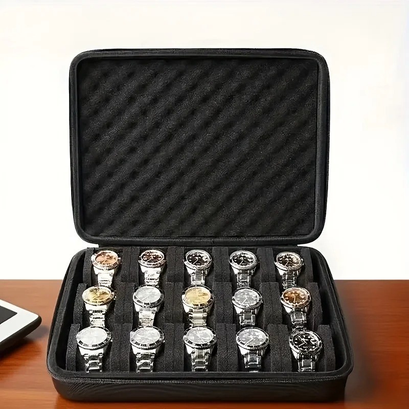 15 Slot Watch Storage Box Organizer Case Portable watch Display Cabinet Holder