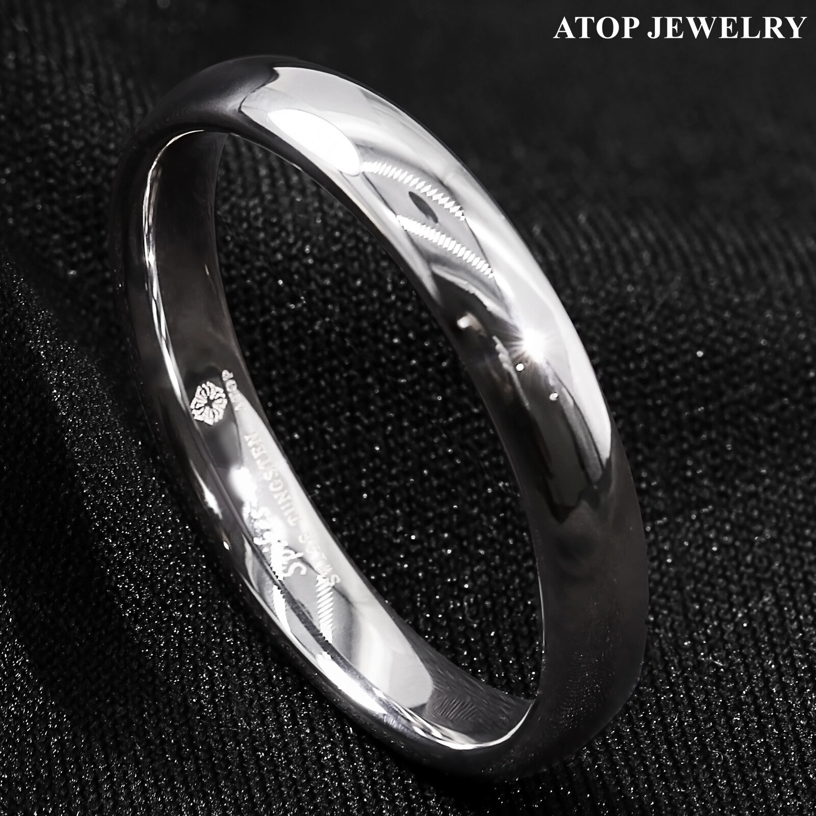 Tungsten Carbide Silver White Polish Dome Wedding Band Ring ATOP Men’s Jewelry