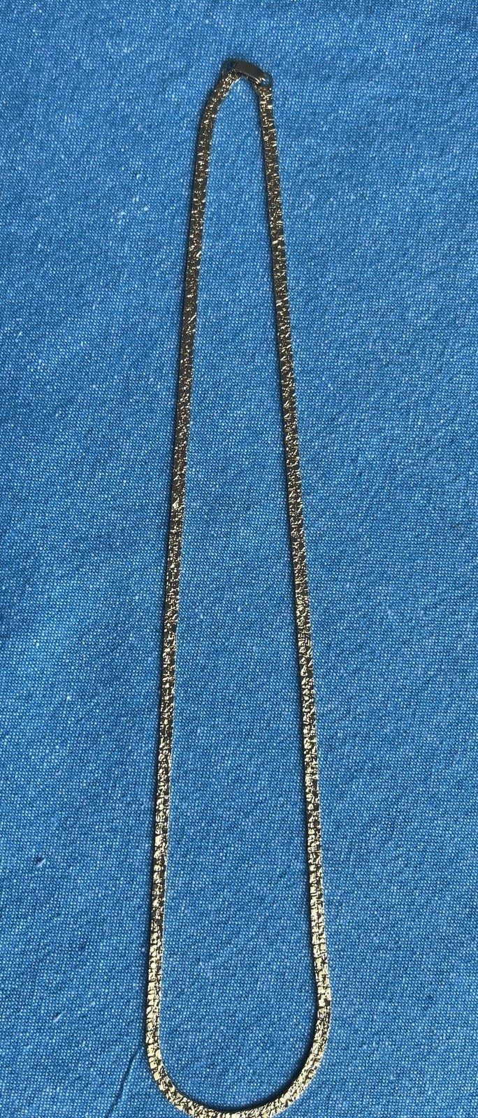 Vintage Gold Tone Nugget Herringbone Reversible Necklace 24”