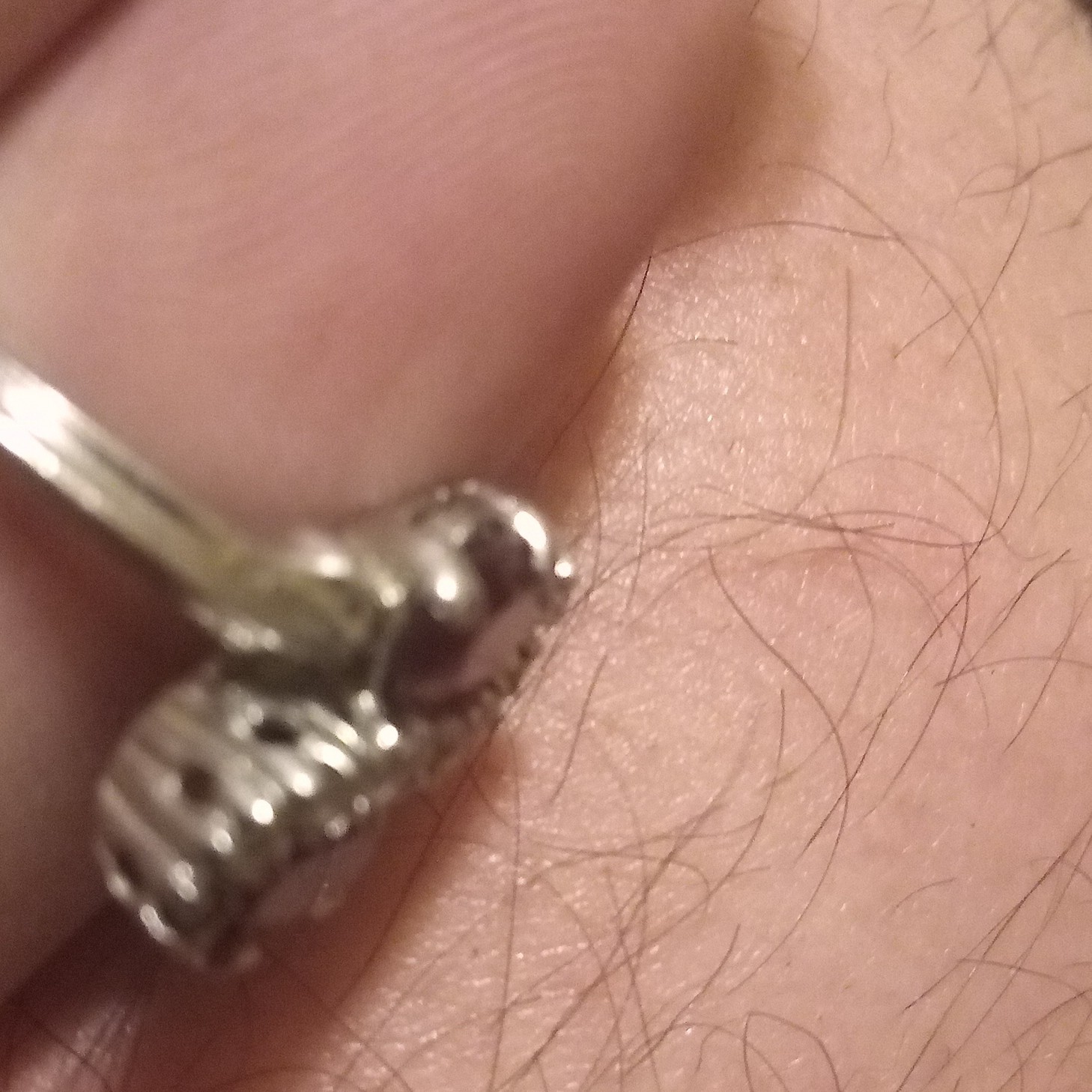 Silver Tone Bypass Cocktail Ring 2 Oval Red Stones Prong Set Size 3