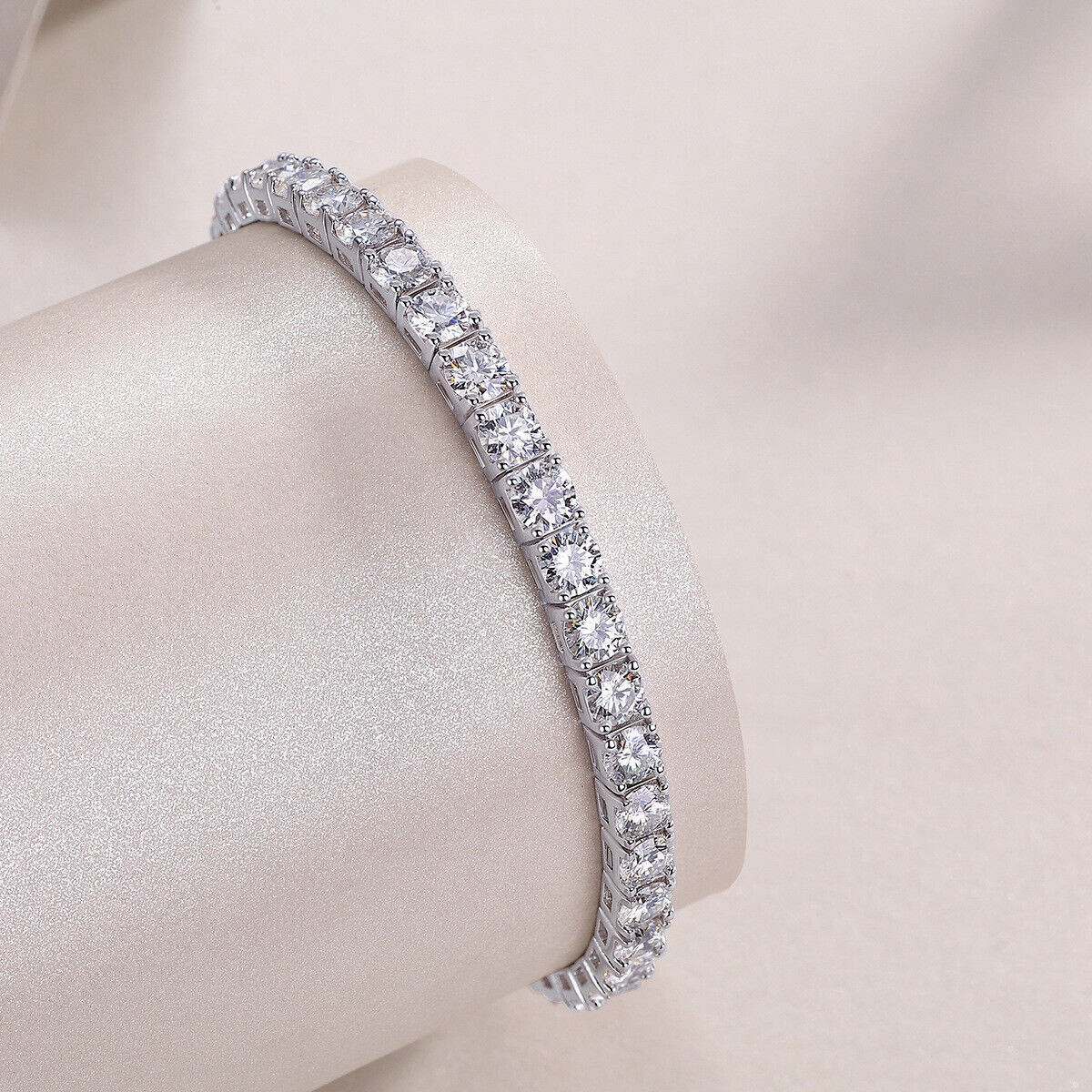 2-6.5mm GRA Certified D VVS1 Moissanite Tennis Bracelet 925 Sterling Silver