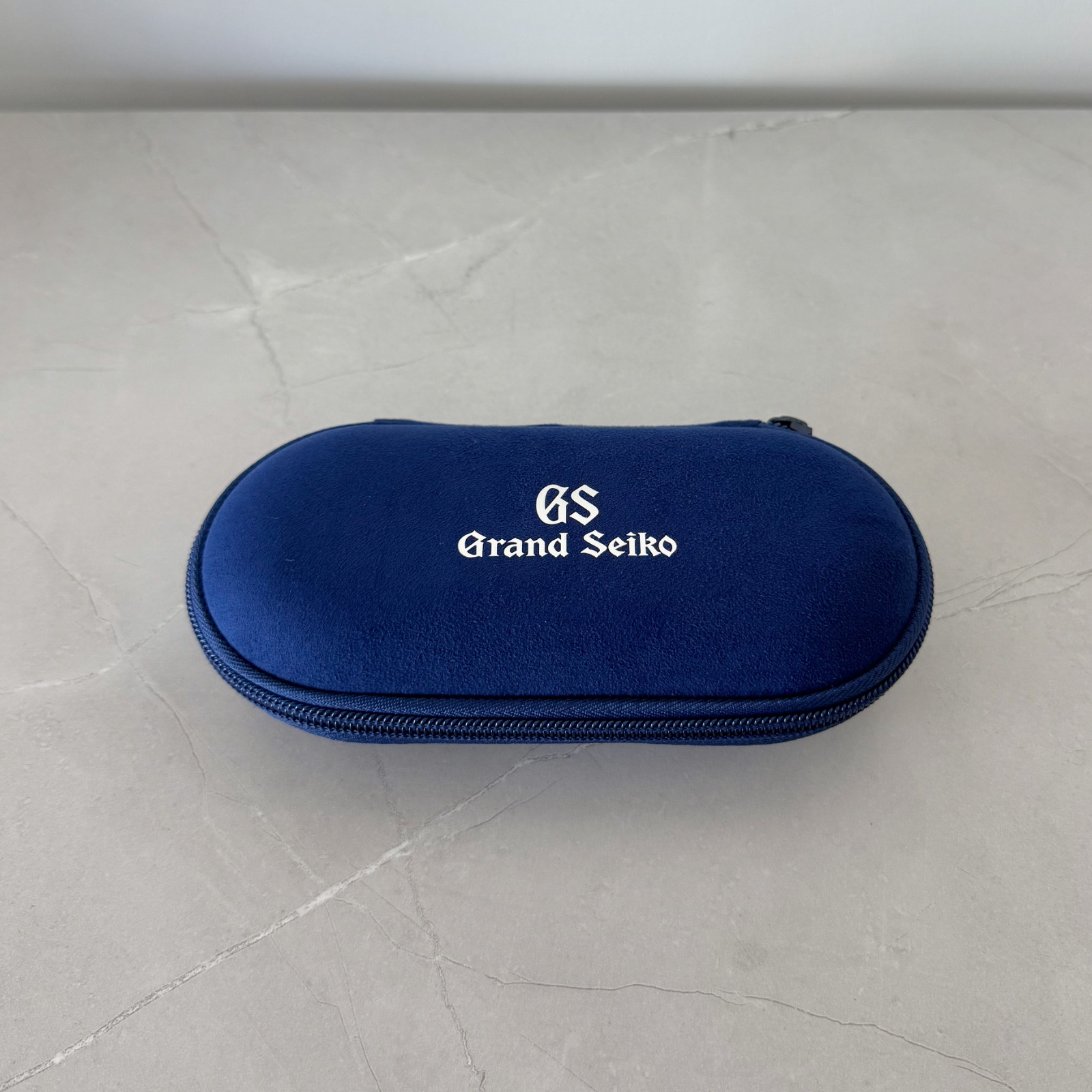 Grand Seiko Zip Watch Case Travel Pouch Blue Suede Clamshell