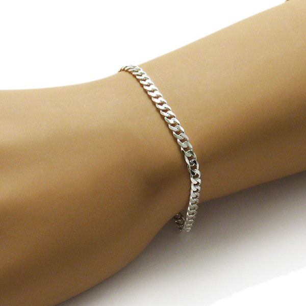 925 Sterling Silver Cuban Link Chain Bracelet 4mm (100 Gauge)