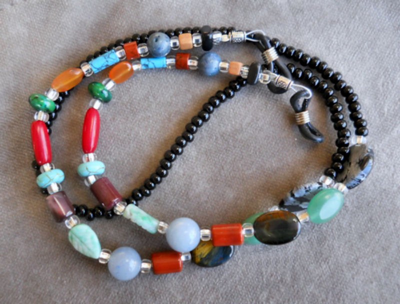 Multi Gemstone Assorted SHAPES Eyeglass Chain Leash