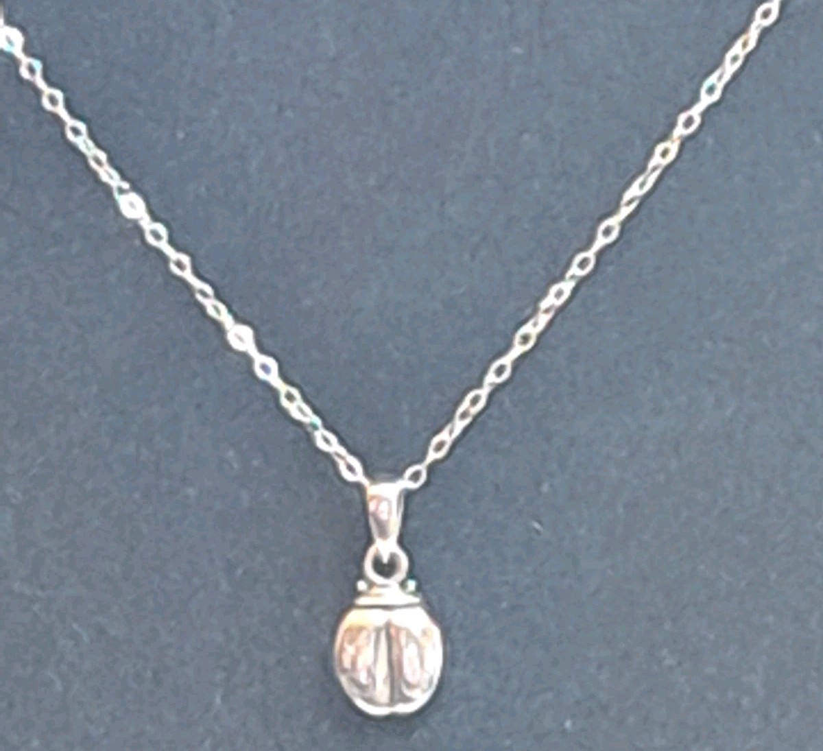 Ralph Lauren RL Signed Sterling Ladybug Pendant Choker Necklace 925 Silver 12″