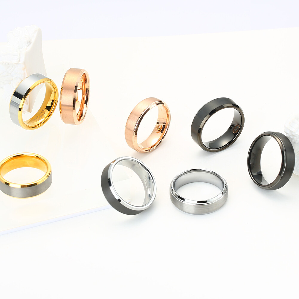 Rose Gold Color Tungsten Carbide Engagement Rings For Men Women Wedding Bands
