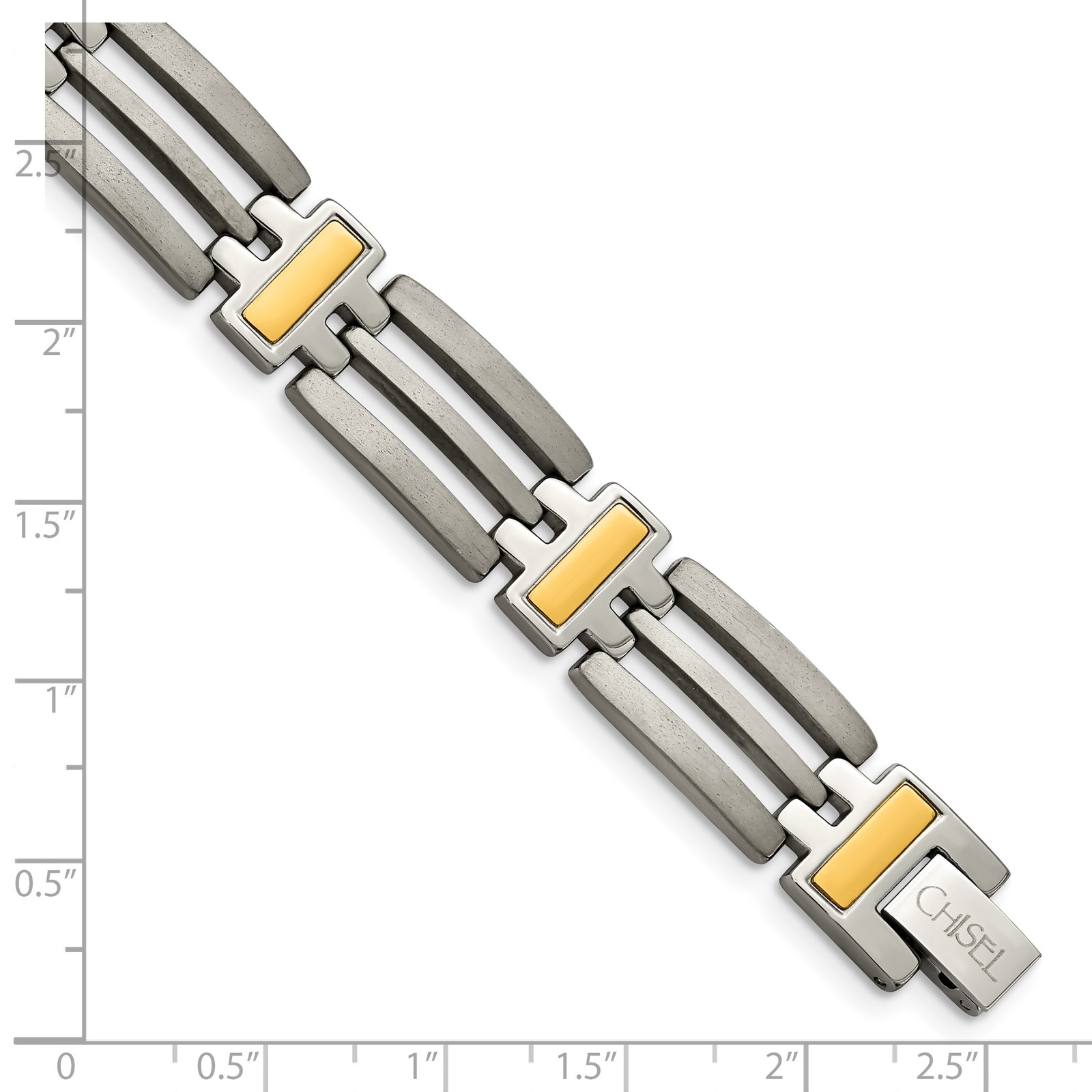 Chisel Titanium Brushed and Polished Yellow IP-Plated 8.5 inch Bracelet TBB128