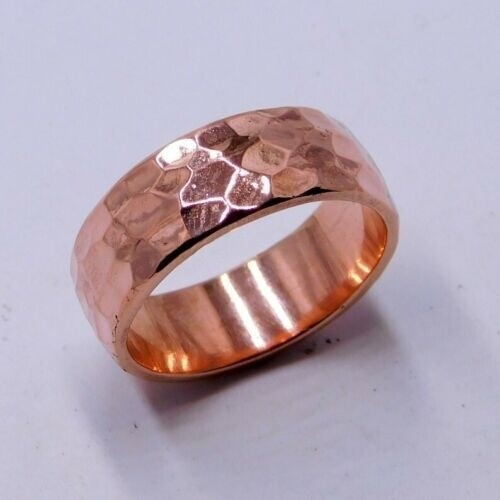Pure Copper Hammered Men’s Handmade Jewelry Band Ring Perfect Valentine’s Gift