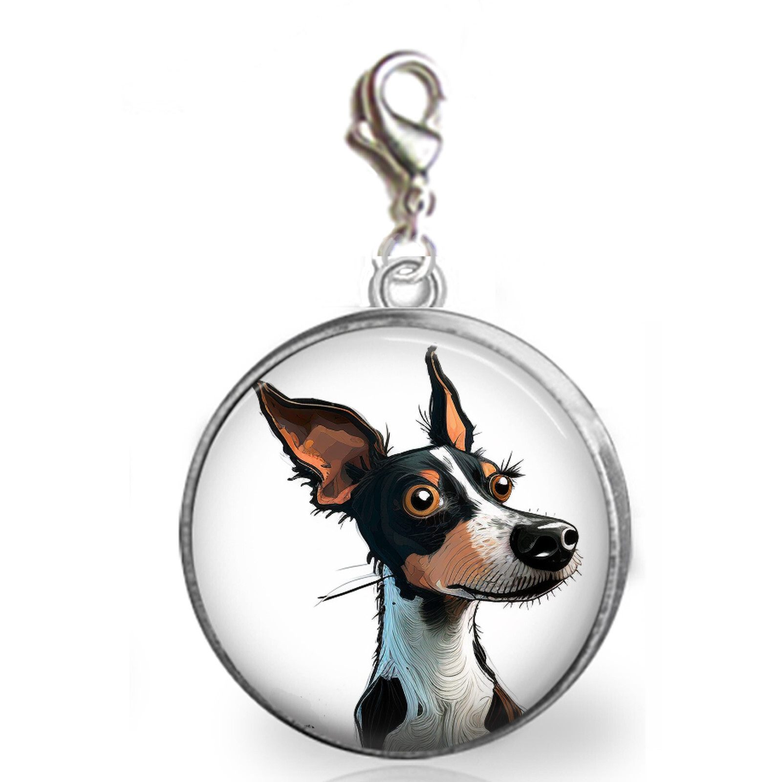 Cartoon Rat Terrier Dog Charm Family Furbaby Terrier Lovers Handcrafted Gift