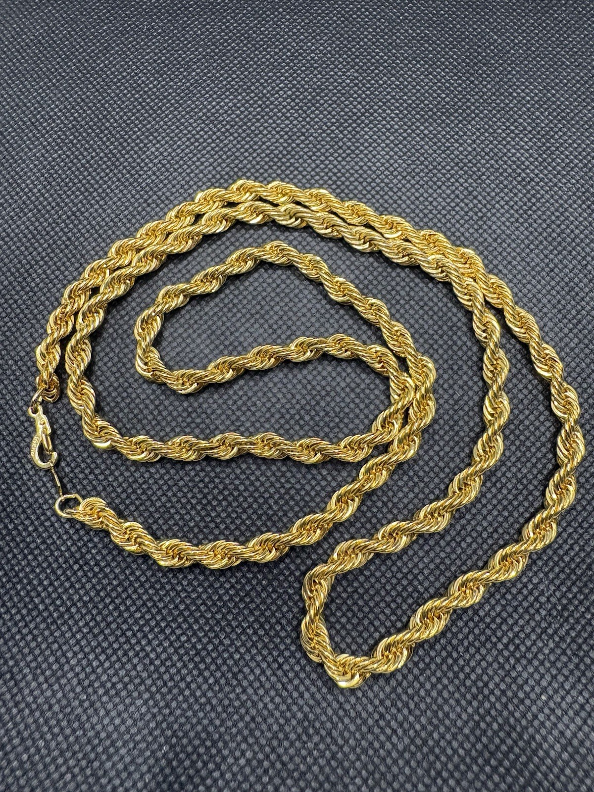 Vintage Stamped 14K GP Yellow Gold Plated Rope Necklace/Chain 30” 5mm 46.4g
