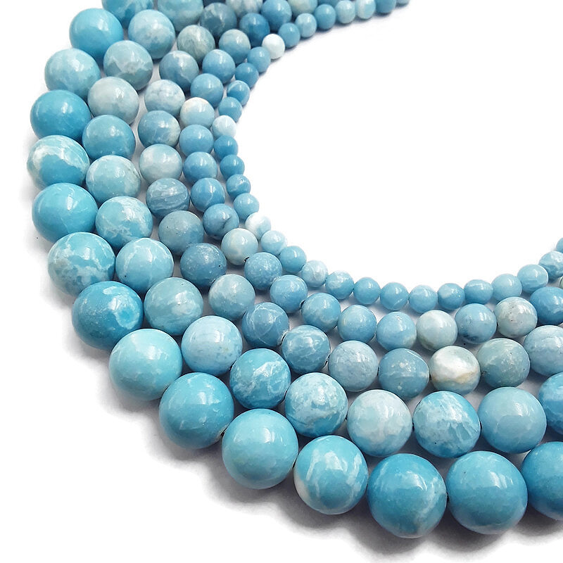 Larimar Quartz Smooth Round Beads 6mm 8mm 10mm 12mm 14mm 15.5″ Strand